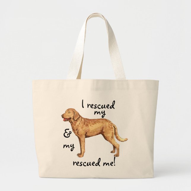 Rescue Chesapeake Bay Retriever Large Tote Bag (Front)