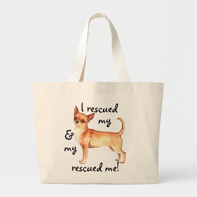 Rescue Chihuahua Large Tote Bag (Front)