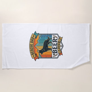 Rescue Dad Beer Lover Dog Vintage Sunset_1 Beach Towel