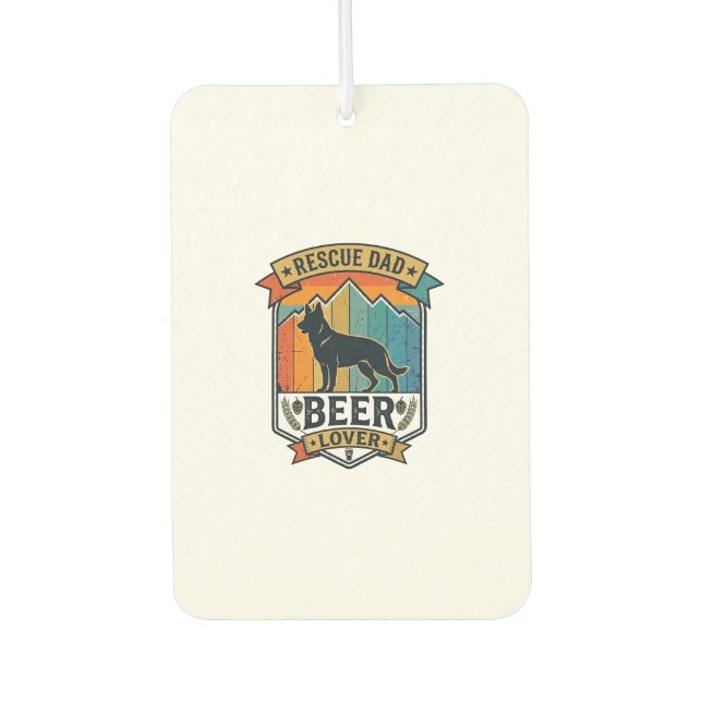 Rescue Dad Beer Lover Dog Vintage Sunset_1 Car Air Freshener (Front)