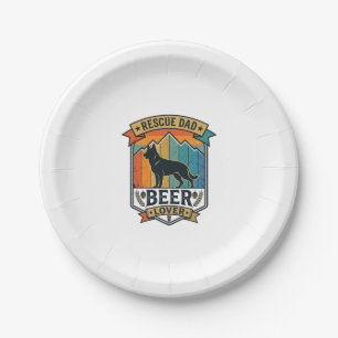 Rescue Dad Beer Lover Dog Vintage Sunset_1 Paper Plate