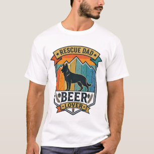 Rescue Dad Beer Lover Dog Vintage Sunset_1 T-Shirt
