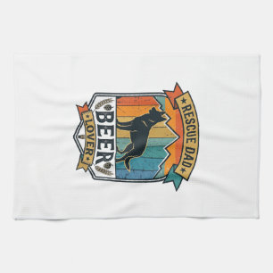 Rescue Dad Beer Lover Dog Vintage Sunset_1 Tea Towel
