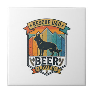Rescue Dad Beer Lover Dog Vintage Sunset_1 Tile