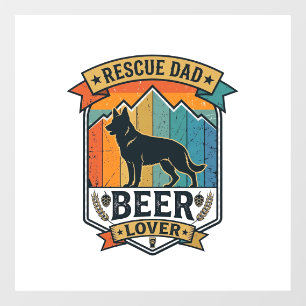 Rescue Dad Beer Lover Dog Vintage Sunset_1 Window Cling