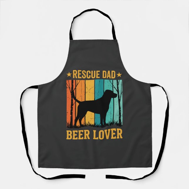 Rescue Dad Beer Lover Vintage Dog Apron (Front)