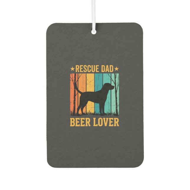 Rescue Dad Beer Lover Vintage Dog Car Air Freshener (Front)