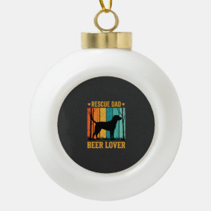 Rescue Dad Beer Lover Vintage Dog Ceramic Ball Christmas Ornament