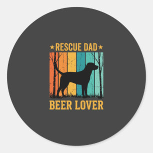 Rescue Dad Beer Lover Vintage Dog Classic Round Sticker