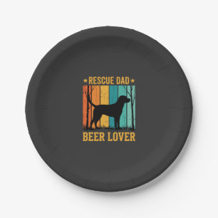 Rescue Dad Beer Lover Vintage Dog Paper Plate