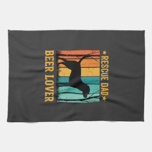 Rescue Dad Beer Lover Vintage Dog Tea Towel