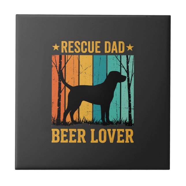 Rescue Dad Beer Lover Vintage Dog Tile (Front)