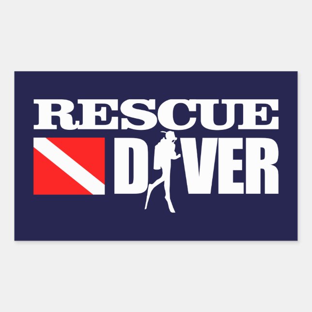 Rescue Diver 2 Rectangular Sticker (Front)