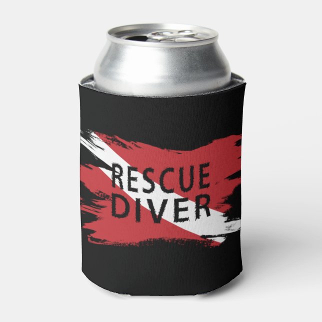 Rescue Diver, Diver Down Flag, Scuba flag Can Cooler (Can Front)