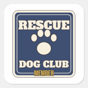 Rescue Dog Club Member Varsity Paw Print Square Sticker