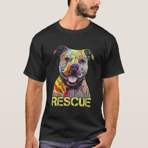 Rescue Dog Colorfull Pitbull Dog Adopt Don'T Shop  T-Shirt