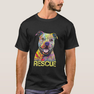 Rescue Dog Colorfull Pitbull Dog Adopt Don't Shop T-Shirt
