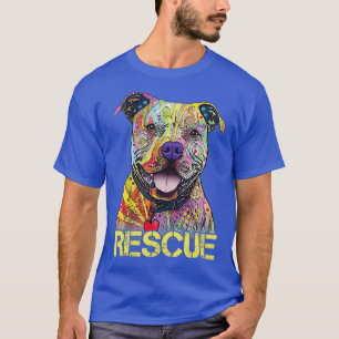 Rescue Dog Colorfull Pitbull Dog Adopt Dont Shop T-Shirt