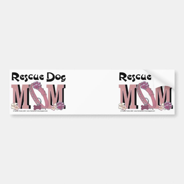 Rescue Dog MOM Bumper Sticker (Front)