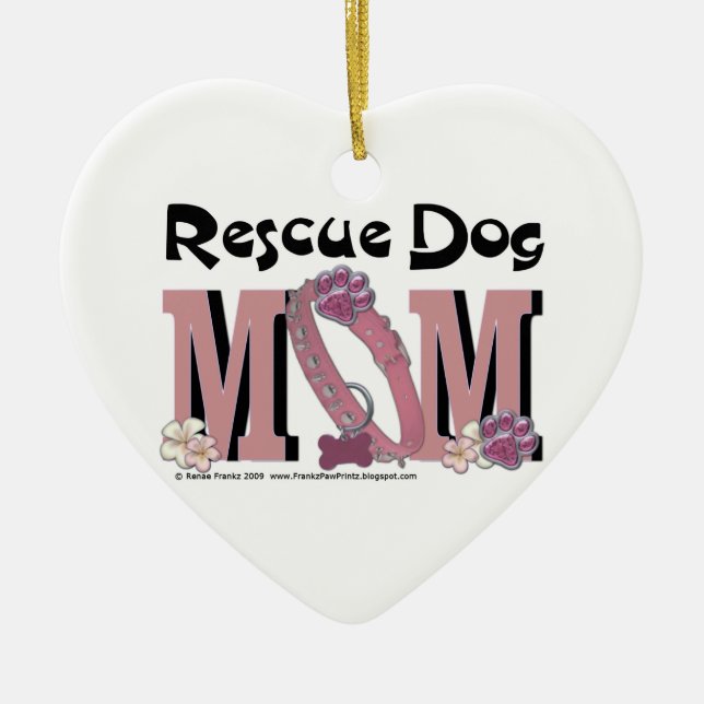Rescue Dog MOM Ceramic Tree Decoration (Front)