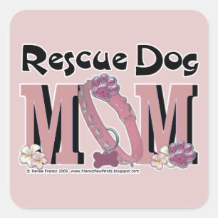 Rescue Dog MOM Square Sticker