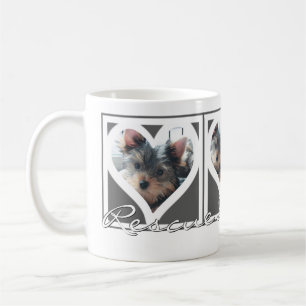 RESCUE DOG MOM Three Photo Heart Frame Grey Coffee Mug