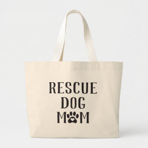 Rescue Dog Mum Heart Paw Print Large Tote Bag