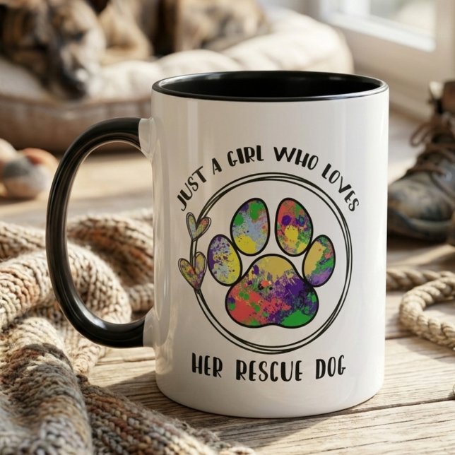 Rescue Dog Paw Whimsical Pet Lover Mug (Rescue Dog Pet Lover mug)