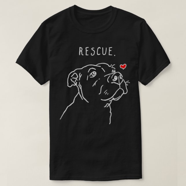 Rescue Dog Pitbull Drawing Rescue Mum Adopt Dont S T-Shirt (Design Front)
