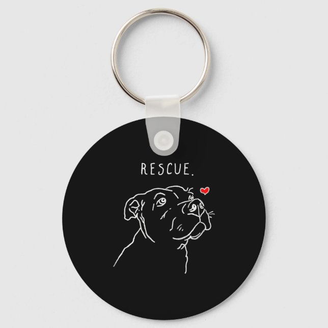 Rescue Dog, Tbull Drawing, Rescue Mom, Adopt Don't Key Ring (Front)