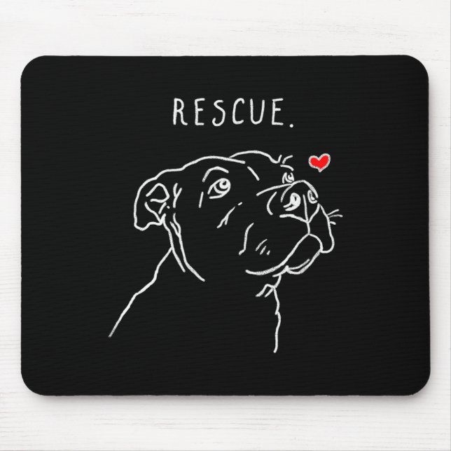 Rescue Dog, Tbull Drawing, Rescue Mom, Adopt Don't Mouse Mat (Front)