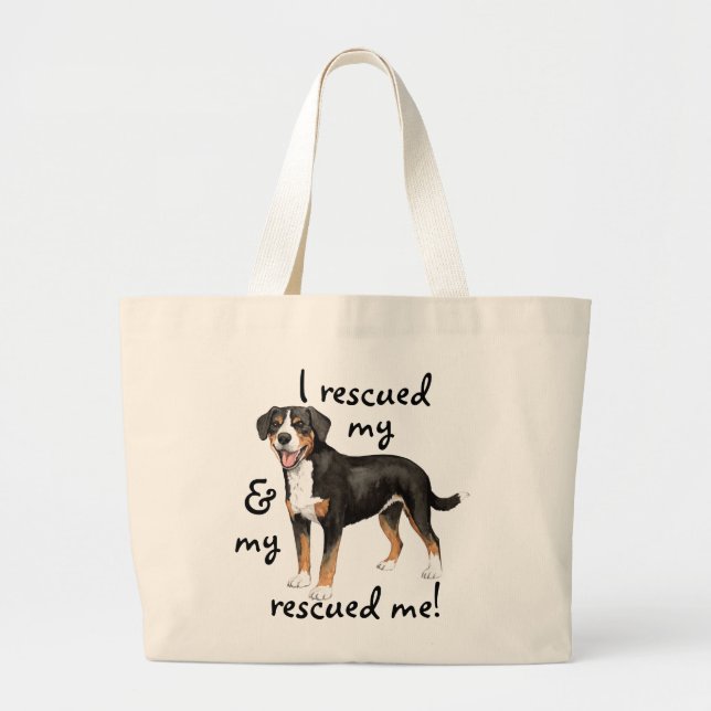 Rescue Entlebucher Mountain Dog Large Tote Bag (Front)