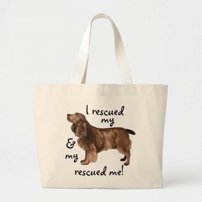 Rescue Field Spaniel Large Tote Bag (Front)