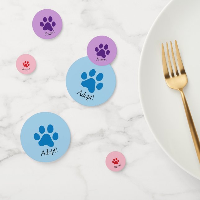 Rescue, Foster, Adopt Multicolored Paw Prints Confetti (Group)