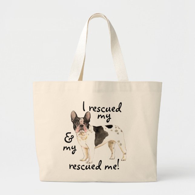 Rescue Frenchie Large Tote Bag (Front)