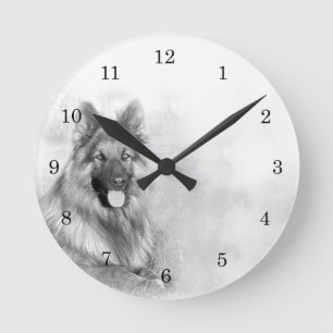Rescue German Shepherd Dog Round Clock