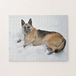 Rescue German Shepherd in Snow Jigsaw Puzzle