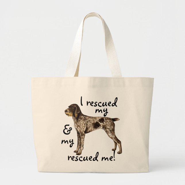 Rescue German Wirehaired Pointer Large Tote Bag (Front)