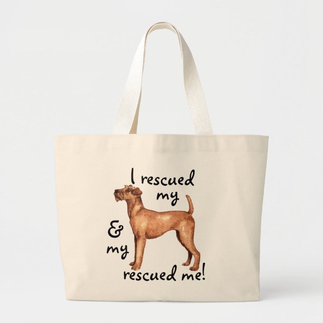 Rescue Irish Terrier Large Tote Bag (Front)