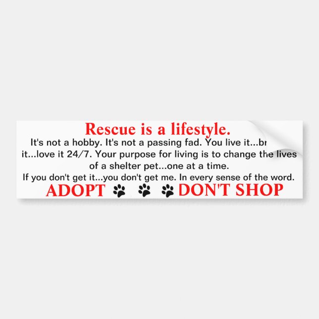 Rescue is a lifestyle bumper sticker (Front)