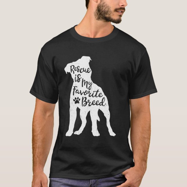 Rescue Is My Favourite Breed Pitbull Dog Pit Bull  T-Shirt (Front)
