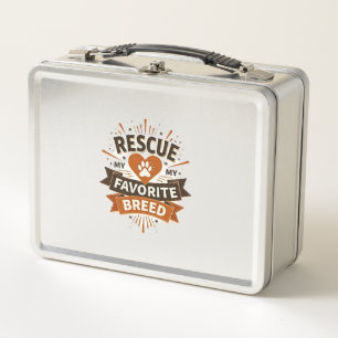 Rescue Is My Favourite Breed Vintage Dog Adoption Metal Lunch Box