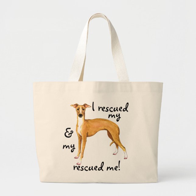 Rescue Italian Greyhound Large Tote Bag (Front)