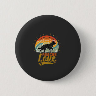 Rescue Love Dog Retro Sunset Trees 6 Cm Round Badge