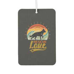 Rescue Love Dog Retro Sunset Trees Car Air Freshener