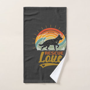 Rescue Love Dog Retro Sunset Trees Hand Towel