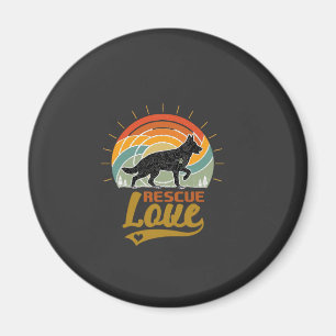 Rescue Love Dog Retro Sunset Trees Magnet