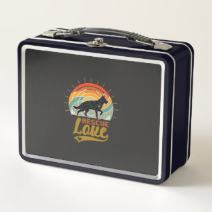 Rescue Love Dog Retro Sunset Trees Metal Lunch Box