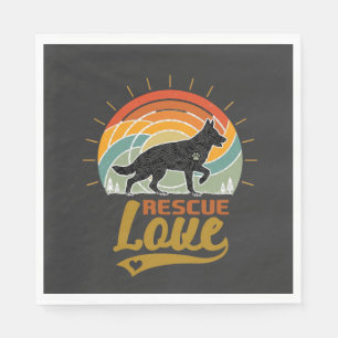 Rescue Love Dog Retro Sunset Trees Napkin
