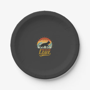 Rescue Love Dog Retro Sunset Trees Paper Plate